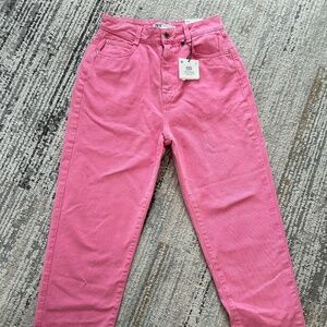 NWT - Zara Pink High Rise Mom Fit Pants - Size 4